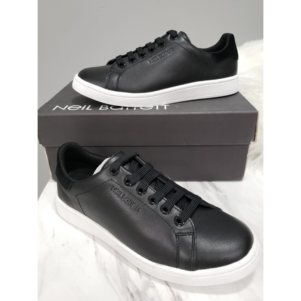 NEW SZ 37 NEIL BARRETT Leather Low-Top Sneaker SOLID BLACK WOMENS SIZE US 7